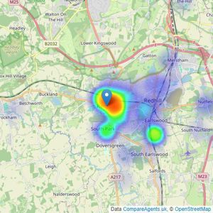 Robert Leech Estate Agents Ltd - Reigate listings heatmap