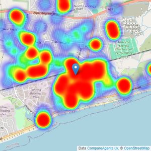 Robert Luff & Co - Lancing listings heatmap