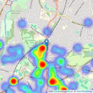 Robert Oulsnam & Company - Kings Heath listings heatmap