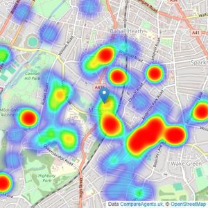 Robert Oulsnam & Company - Moseley listings heatmap