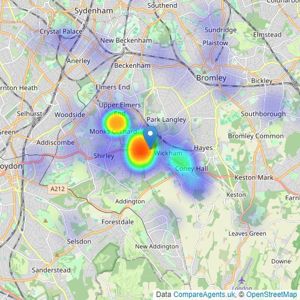 Robert Vincent Estate Agents Ltd - West Wickham listings heatmap