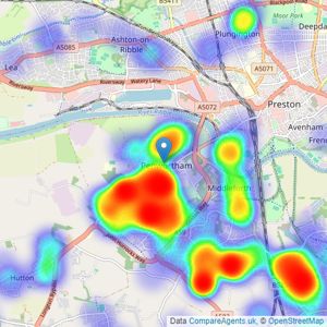 Roberts & Co Estate Agents - Preston listings heatmap