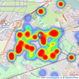 Roberts Hunt & Co - Bedfont listings heatmap