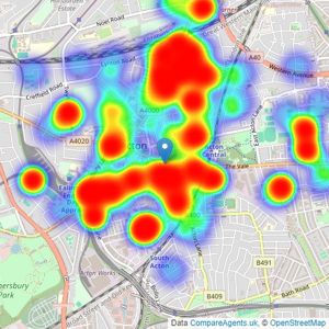 Robertson Smith & Kempson - Acton listings heatmap