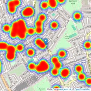 Robertson Smith & Kempson - Northfields listings heatmap