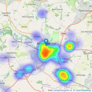 Robinsons - Bishop Auckland listings heatmap