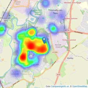 Robinsons Tees Valley - Ingleby Barwick listings heatmap