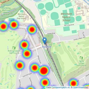 Robsons - Moor Park listings heatmap