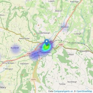 Roger Hemming Estate Agents - Honiton listings heatmap