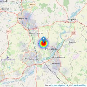 Rogers Estate Agency - Finedon listings heatmap