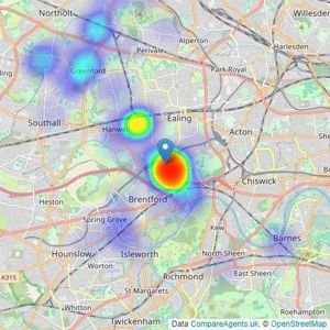 Rolfe East - Northfield, London listings heatmap