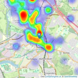 Rolstons - covering Hertfordshire listings heatmap