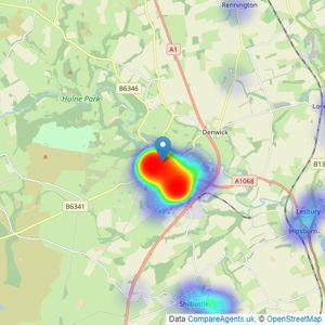 Rook Matthews Sayer - Alnwick listings heatmap