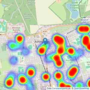 Rook Matthews Sayer - Ashington listings heatmap