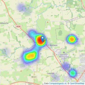 Rook Matthews Sayer - Ponteland listings heatmap