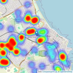 Rook Matthews Sayer - Whitley Bay listings heatmap