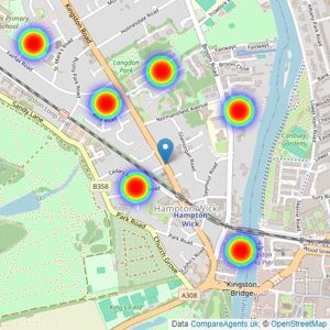 Ross Hand Estate Agents - Hampton Wick listings heatmap