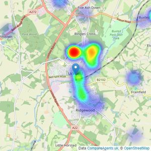 Rowland Gorringe - Uckfield listings heatmap