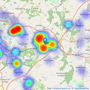 Royston & Lund Estate Agents - Ashby De La Zouch listings heatmap