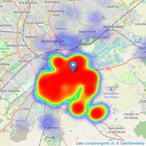 Royston & Lund Estate Agents - West Bridgford listings heatmap