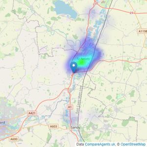 Russell Killner Estate Agents - St. Neots listings heatmap