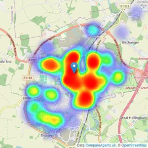 Russell Property - Bishop's Stortford listings heatmap