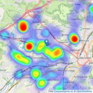 Ryder & Dutton - Huddersfield listings heatmap