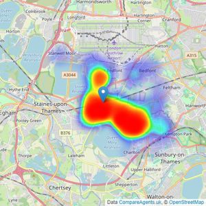 S J Smith Estate Agents - Ashford listings heatmap