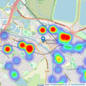 S J Smith Estate Agents - Staines listings heatmap