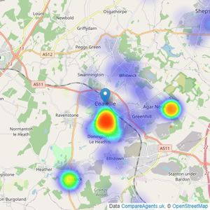 S P Sales & Lettings - Coalville listings heatmap