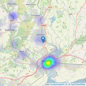 Sage & Co Auctions - Cwmbran listings heatmap