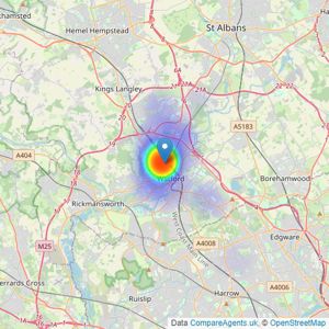 Salters Residential - Watford listings heatmap