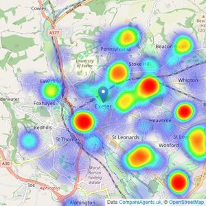 Samuels Estate Agents - Exeter listings heatmap