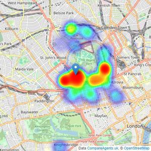 Sandfords - Regents Park listings heatmap