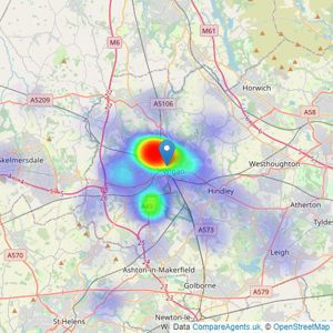 Sapphire Homes - Wigan listings heatmap