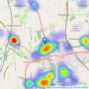 Savidge & Brown - Alfreton listings heatmap