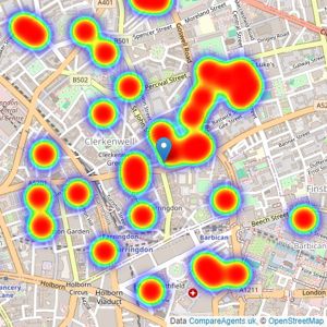 Savills - Clerkenwell listings heatmap