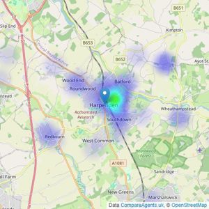 Savills - Harpenden listings heatmap