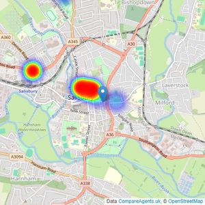 Savills New Homes - Salisbury New Homes listings heatmap