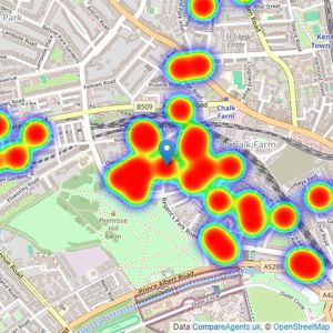 Savills - Primrose Hill listings heatmap