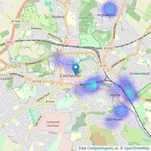 Saxons Estate Agents - Colchester listings heatmap