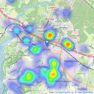 SBK Property Consultants - Park Gate listings heatmap