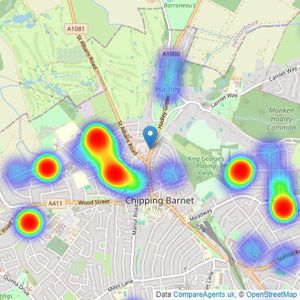 Sean Heaney Estate Agents - Barnet listings heatmap