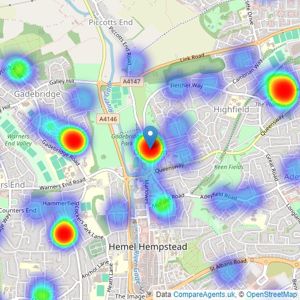 Sears & Co Estate & Letting Agents - Hemel Hempstead listings heatmap