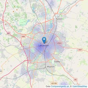 Sellmyhome.co.uk - Leicester listings heatmap