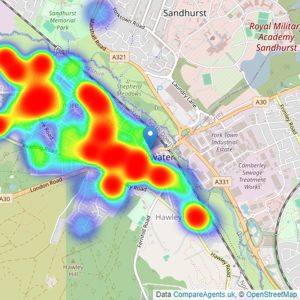 Seymours Estate Agents - Blackwater listings heatmap