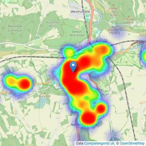 Seymours Estate Agents - Dorking listings heatmap