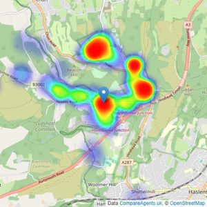 Seymours Estate Agents - Grayshott listings heatmap