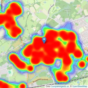 Seymours Estate Agents - Knaphill listings heatmap