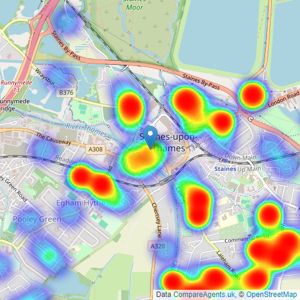 Seymours Estate Agents - Staines upon Thames listings heatmap